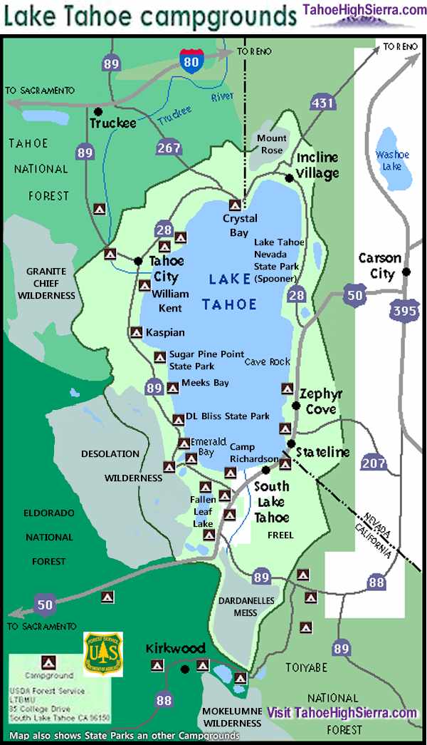 Lake Tahoe Camping and Trailer Parks