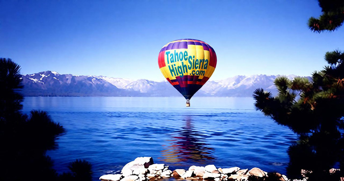 Tahoe High Sierra hot air balloon over Lake Tahoe